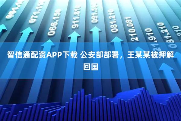 智信通配资APP下载 公安部部署，王某某被押解回国